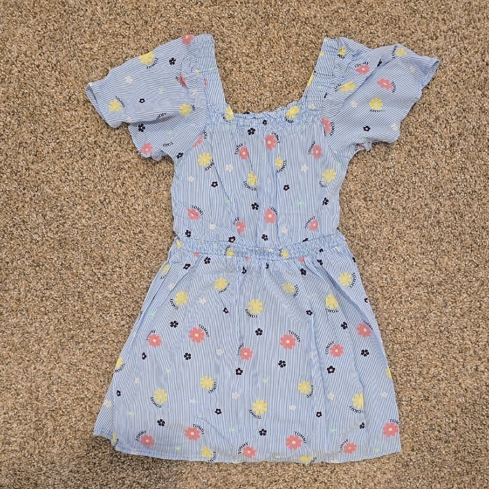 Tommy Hilfiger Light Blue Striped Floral Sundress- 6X